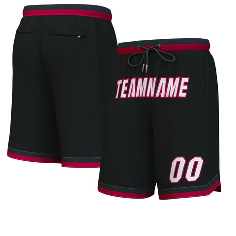 Custom Black White-Maroon Personalized Basketball Shorts
