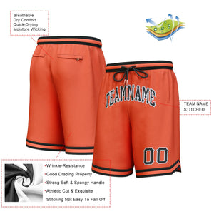 Custom Orange Black-White Personalized Basketball Shorts