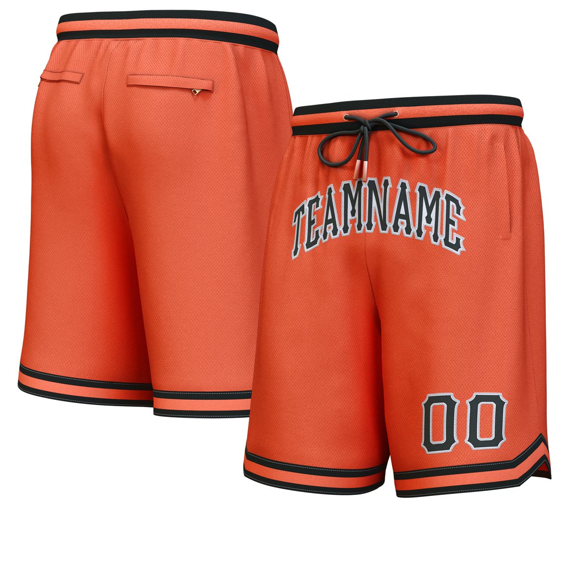 Custom Orange Black-White Personalized Basketball Shorts