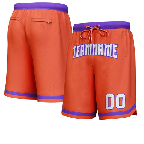 Custom Orange White-Purple Personalized Basketball Shorts