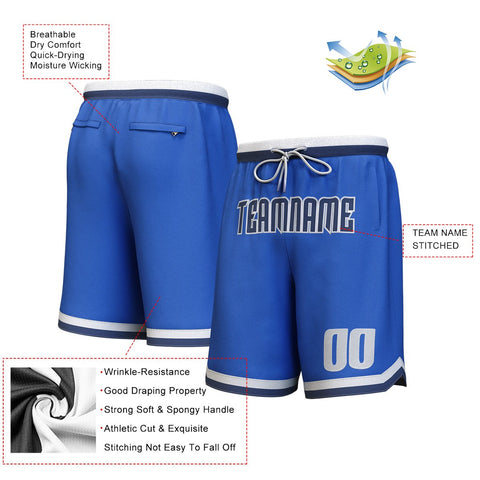 Custom Blue Navy-White Personalized Basketball Shorts