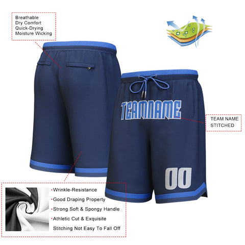 Custom Navy Blue-White Personalized Basketball Shorts
