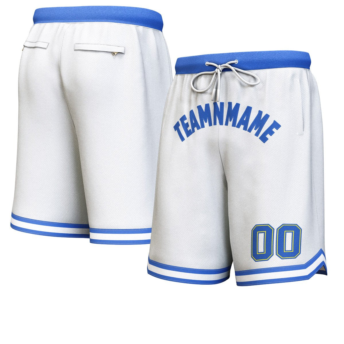 Custom White Royal Personalized Basketball Shorts