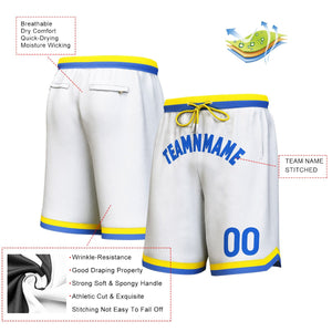 Custom White Royal Personalized Basketball Shorts