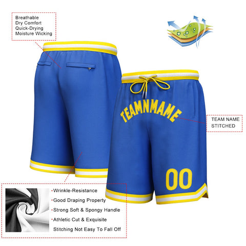 Custom Royal Yellow Personalized Basketball Shorts