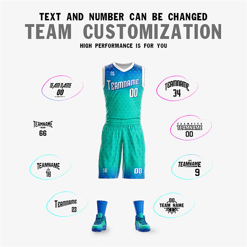 Custom Blue Green Double Side Sets Personalized Basketball Jersey