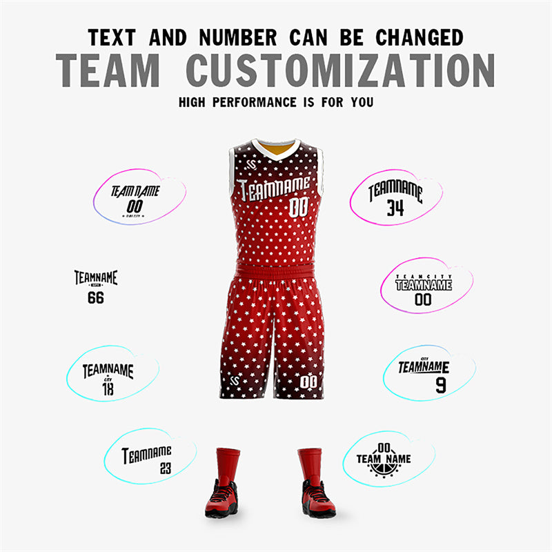 Custom Black Red Double Side Sets Personalized Basketball Jersey