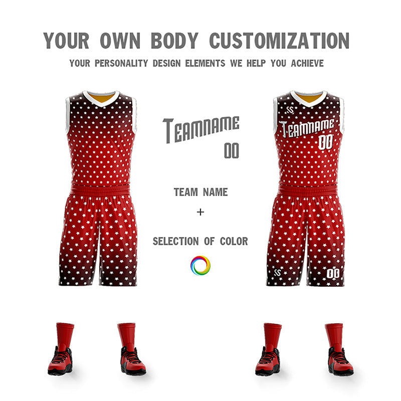 Custom Black Red Double Side Sets Personalized Basketball Jersey