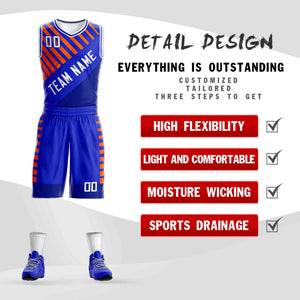 Custom Royal White Graffiti Pattern Sets Bar Element Basketball Jersey