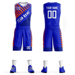 Custom Royal White Graffiti Pattern Sets Bar Element Basketball Jersey