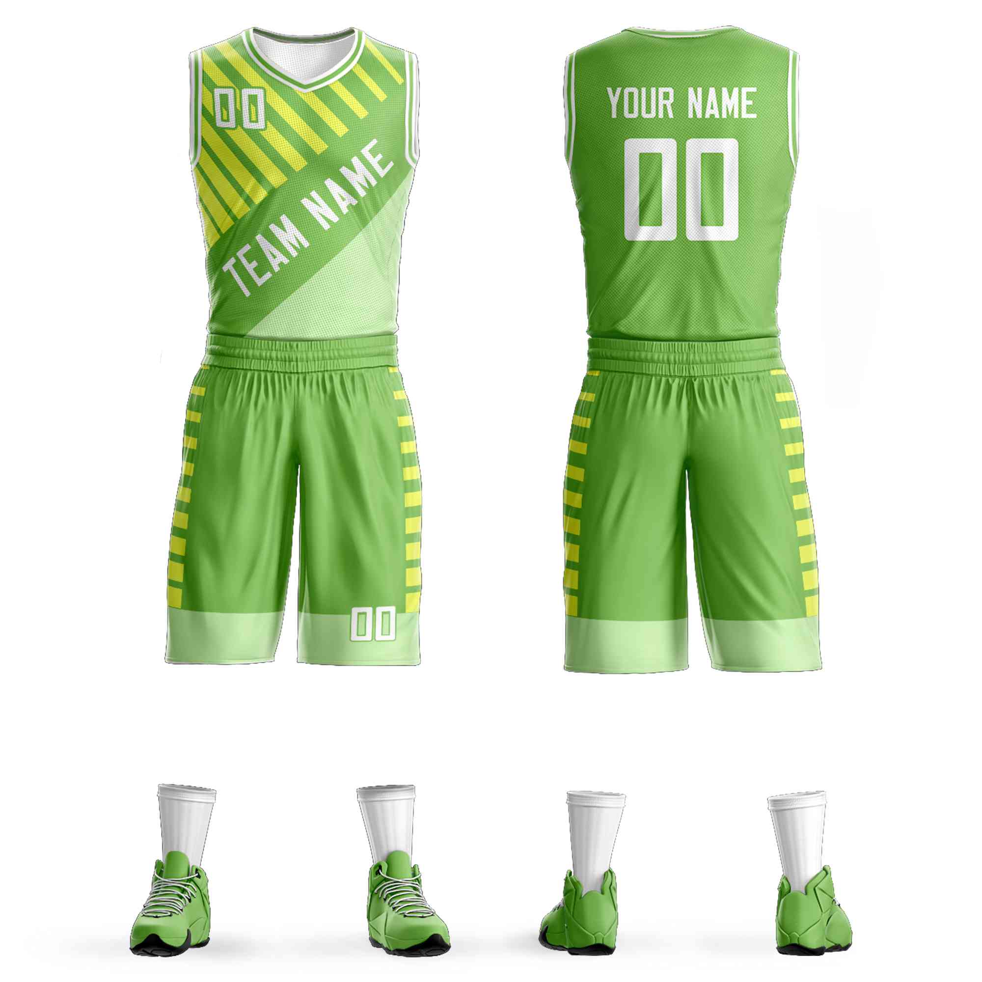 Le motif de graffiti blanc vert clair personnalisé définit le maillot de basket-ball d'élément de barre