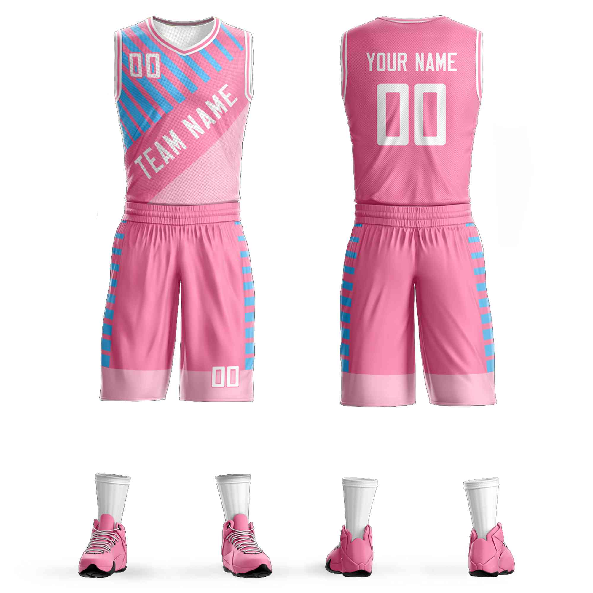 Custom Pink White Graffiti Pattern Sets Bar Element Basketball Jersey