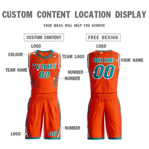 Custom Orange Teal-White Graffiti Pattern Sets Claw Element Basketball Jersey