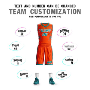 Custom Orange Teal-White Graffiti Pattern Sets Claw Element Basketball Jersey