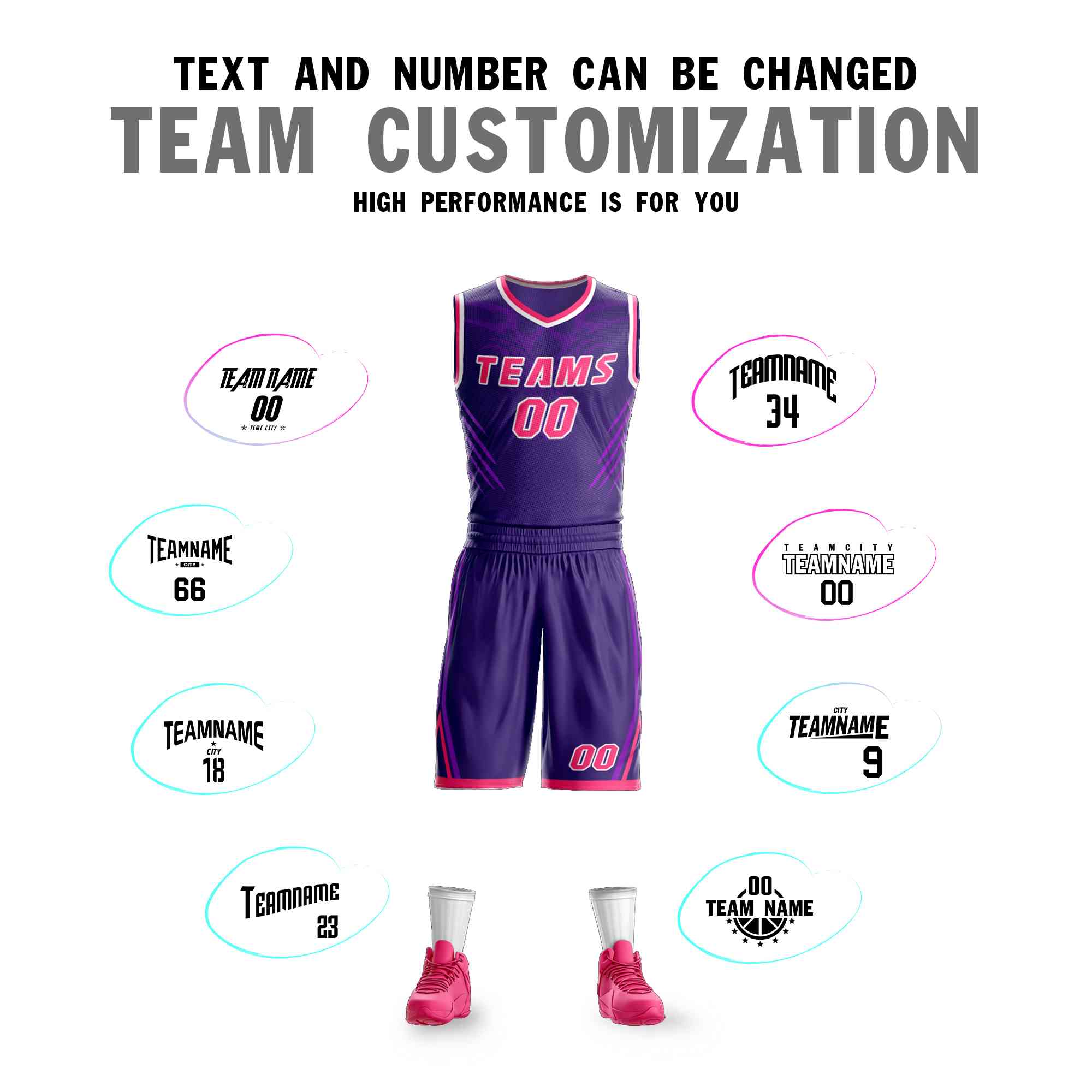 Custom Purple Pink-White Graffiti Pattern Sets Claw Element Basketball Jersey