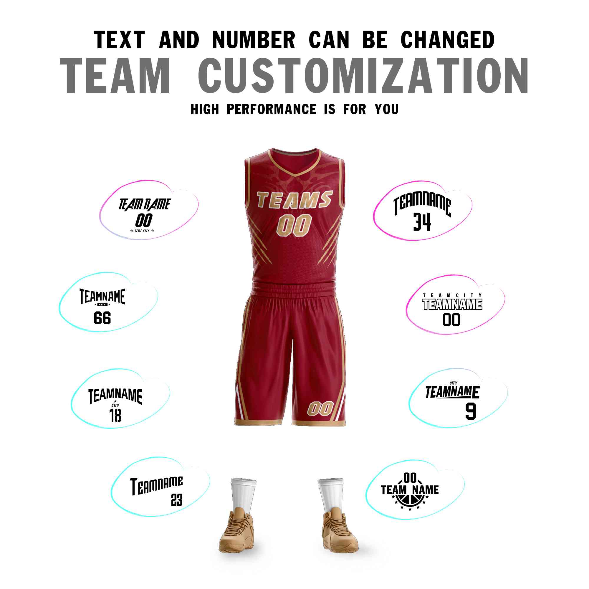 Custom Maroon Old Gold-White Graffiti Pattern Sets Claw Element Basketball Jersey