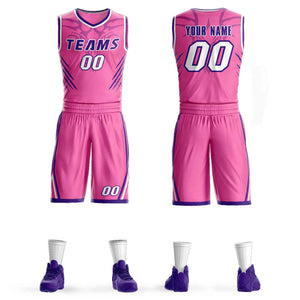 Maillot de basket-ball personnalisé à motif Graffiti rose violet-blanc, élément griffe