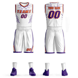 Custom White Orange-Purple Graffiti Pattern Sets Claw Element Basketball Jersey