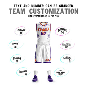 Custom White Orange-Purple Graffiti Pattern Sets Claw Element Basketball Jersey