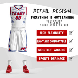 Custom White Red-Royal Graffiti Pattern Sets Claw Element Basketball Jersey