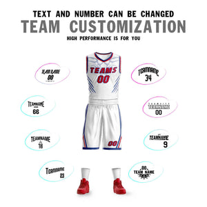 Custom White Red-Royal Graffiti Pattern Sets Claw Element Basketball Jersey