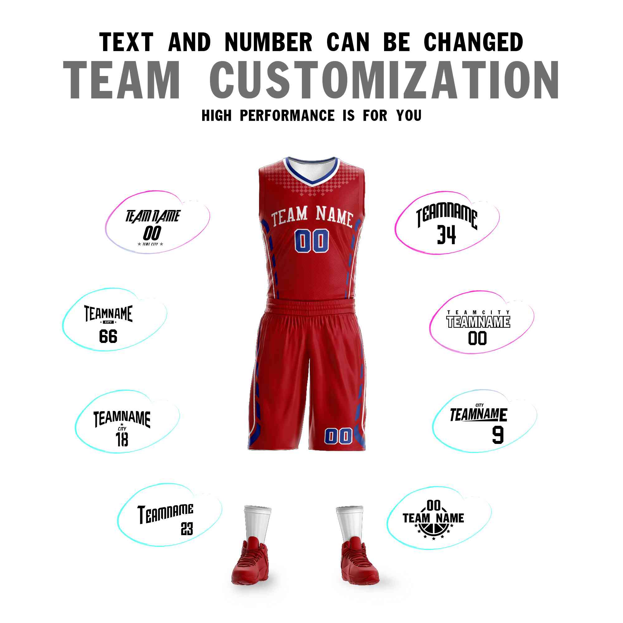 Custom Red White Graffiti Pattern Sets Oblique Bar Basketball Jersey