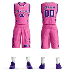 Le motif de graffiti rose violet-blanc personnalisé définit le maillot de basket-ball à barre oblique