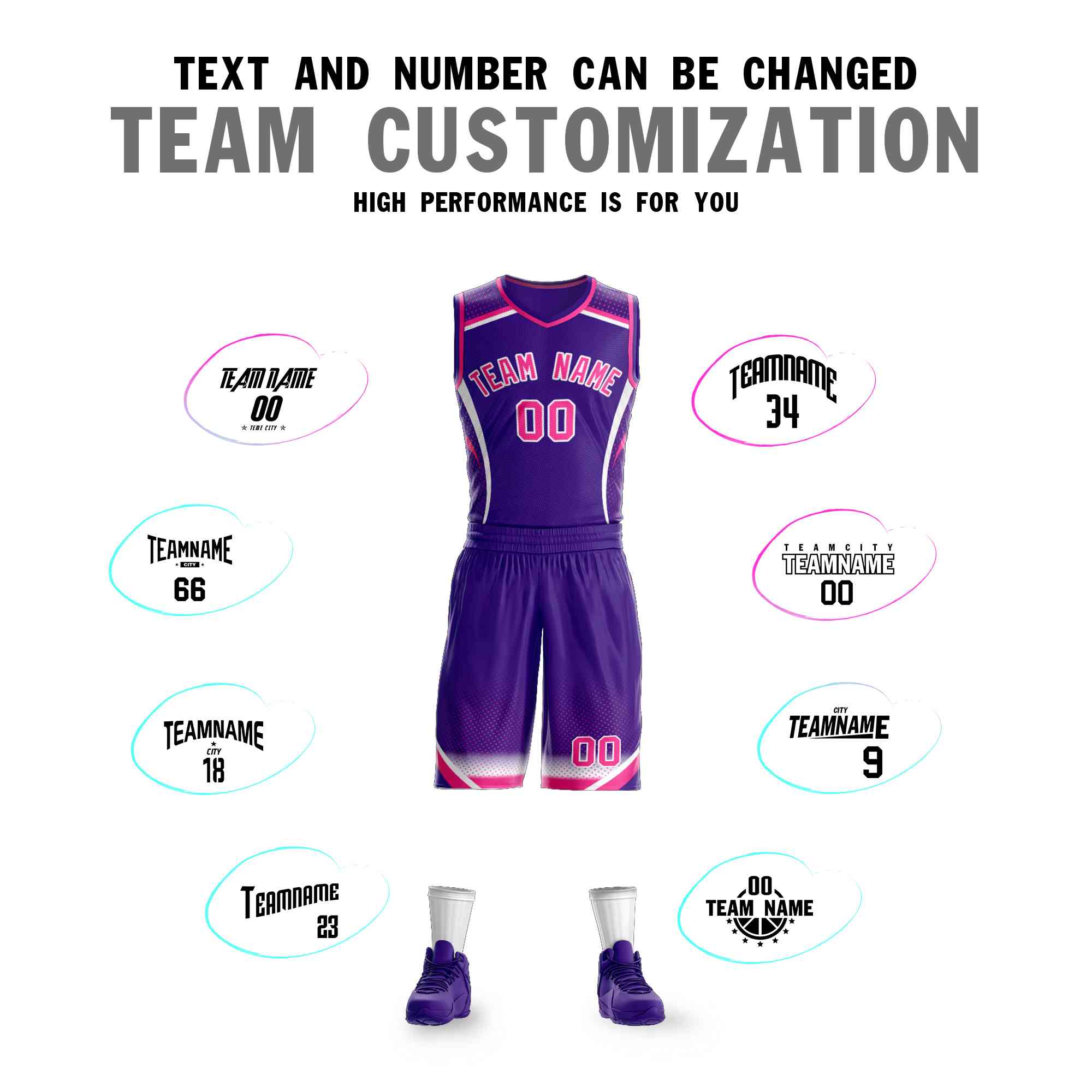 Custom Purple Pink-White Graffiti Pattern Sets Points Element Basketball Jersey