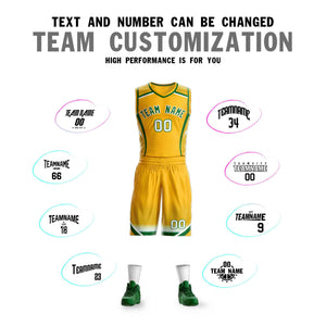 Custom Gold Kelly Green-White Graffiti Pattern Sets Points Element Basketball Jersey