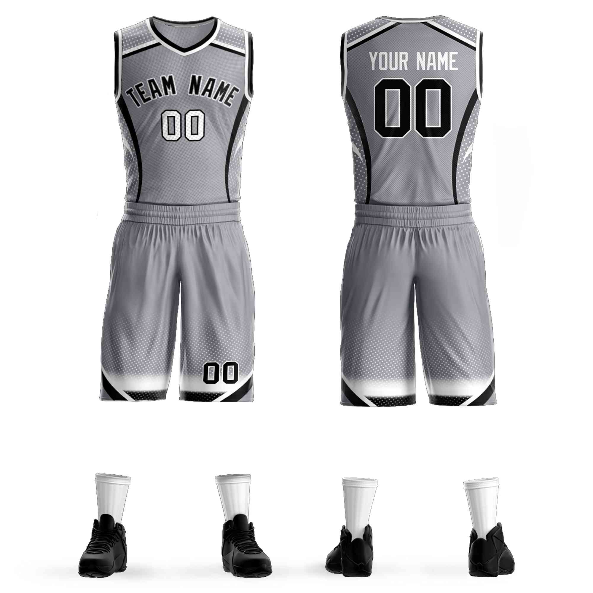 Custom Gray Black-White Graffiti Pattern Sets Points Element Basketball Jersey