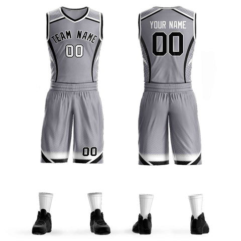 Custom Gray Black-White Graffiti Pattern Sets Points Element Basketball Jersey