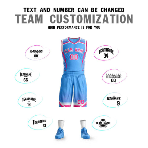 Custom Powder Blue Pink-White Graffiti Pattern Sets Points Element Basketball Jersey