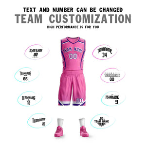 Custom Pink Purple-White Graffiti Pattern Sets Points Element Basketball Jersey