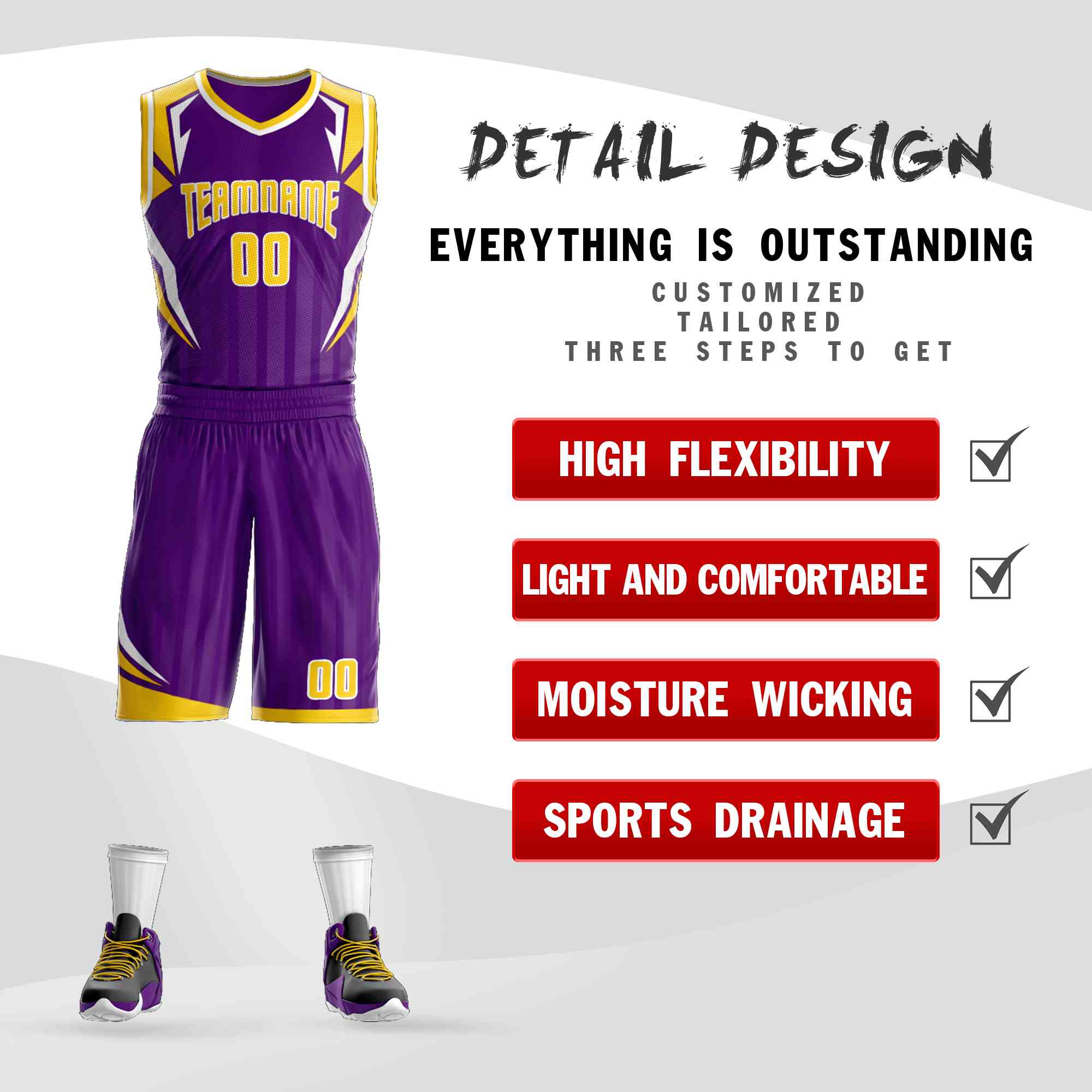 Custom Purple Gold-White Graffiti Pattern Sets Angular Element Basketball Jersey