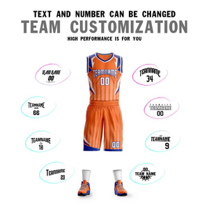 Custom Orange White-Royal Graffiti Pattern Sets Angular Element Basketball Jersey