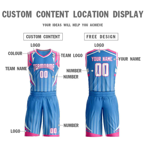 Custom Powder Blue White-Pink Graffiti Pattern Sets Angular Element Basketball Jersey
