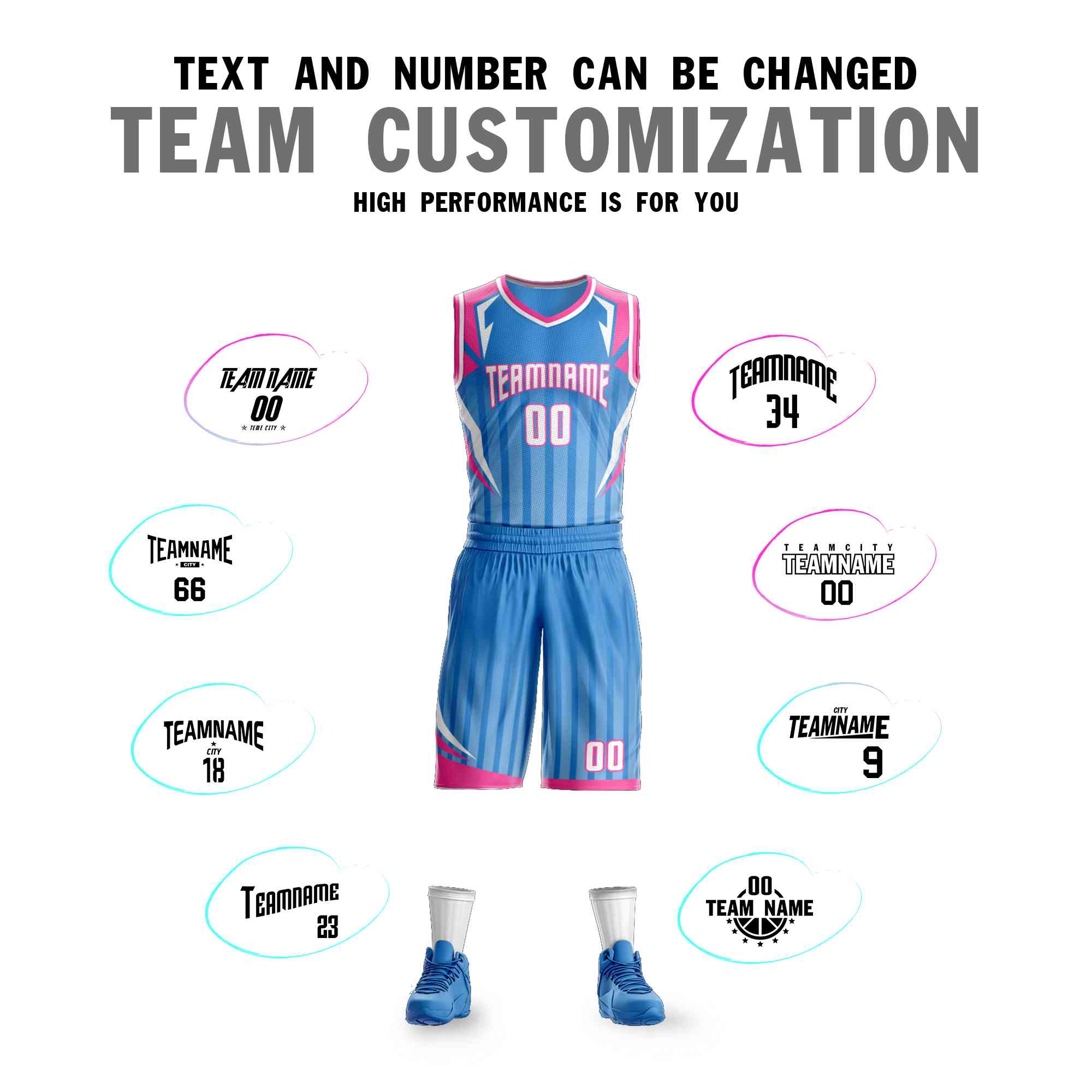 Custom Powder Blue White-Pink Graffiti Pattern Sets Angular Element Basketball Jersey