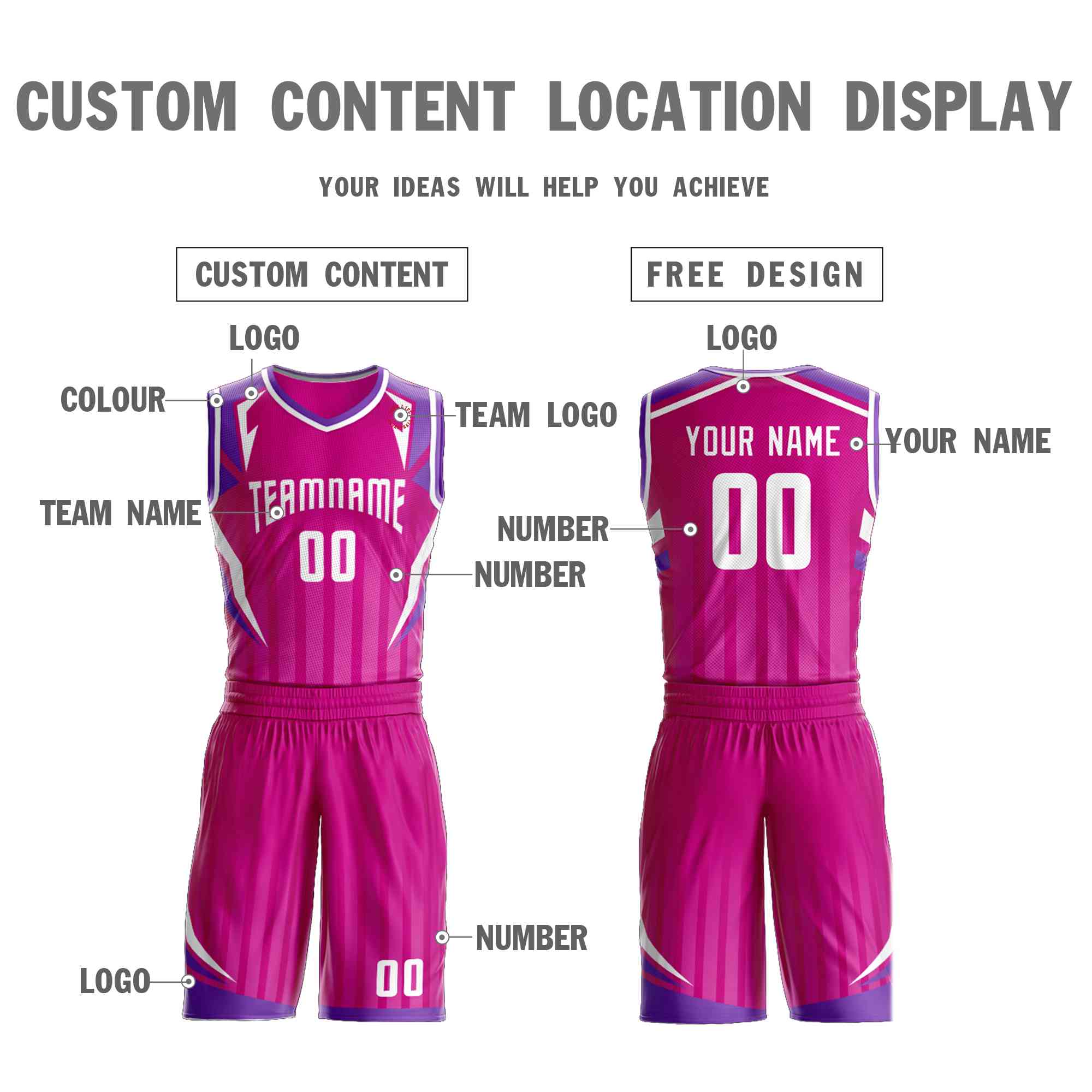 Custom Rose Pink White Graffiti Pattern Sets Angular Element Basketball Jersey