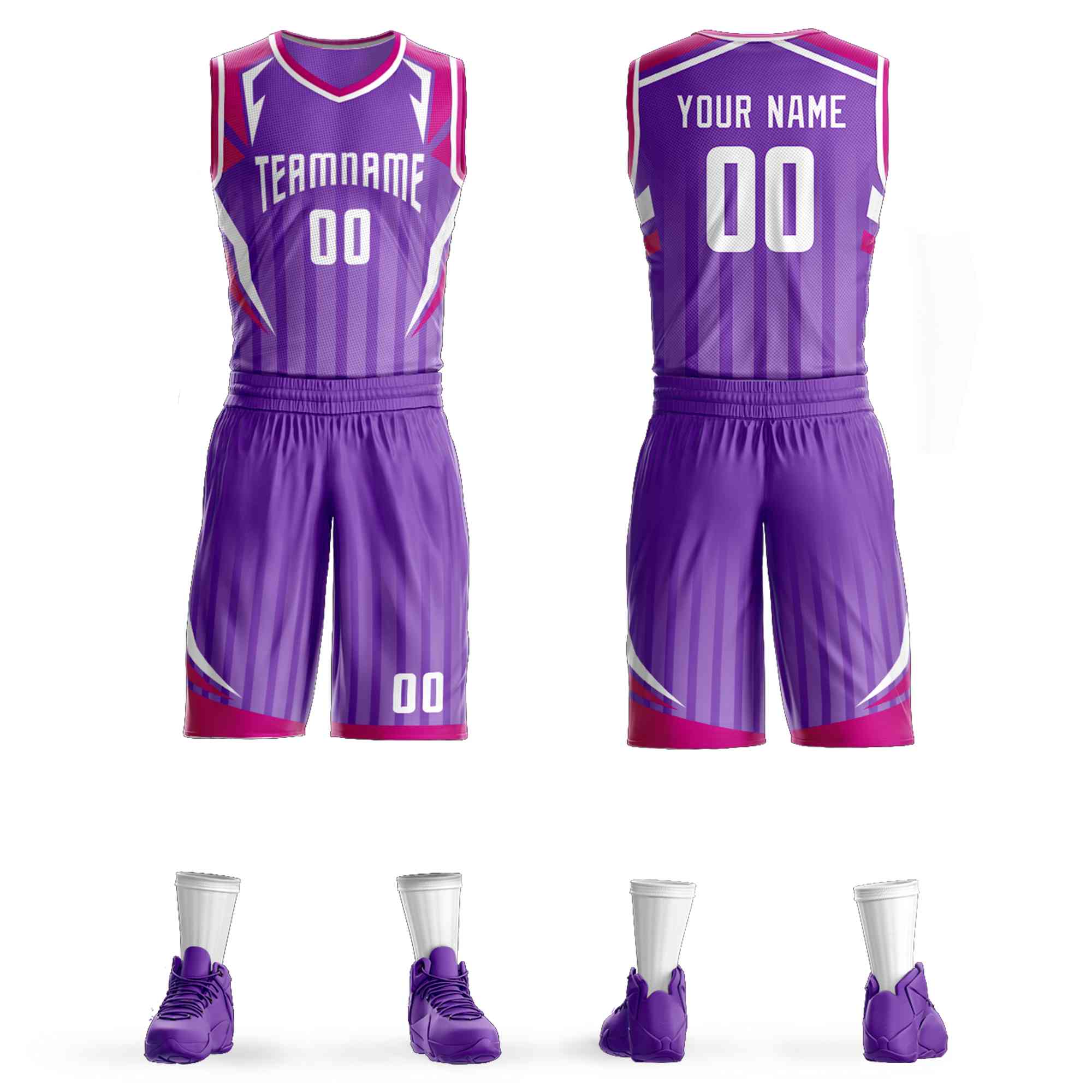 Custom Purple White Graffiti Pattern Sets Angular Element Basketball Jersey