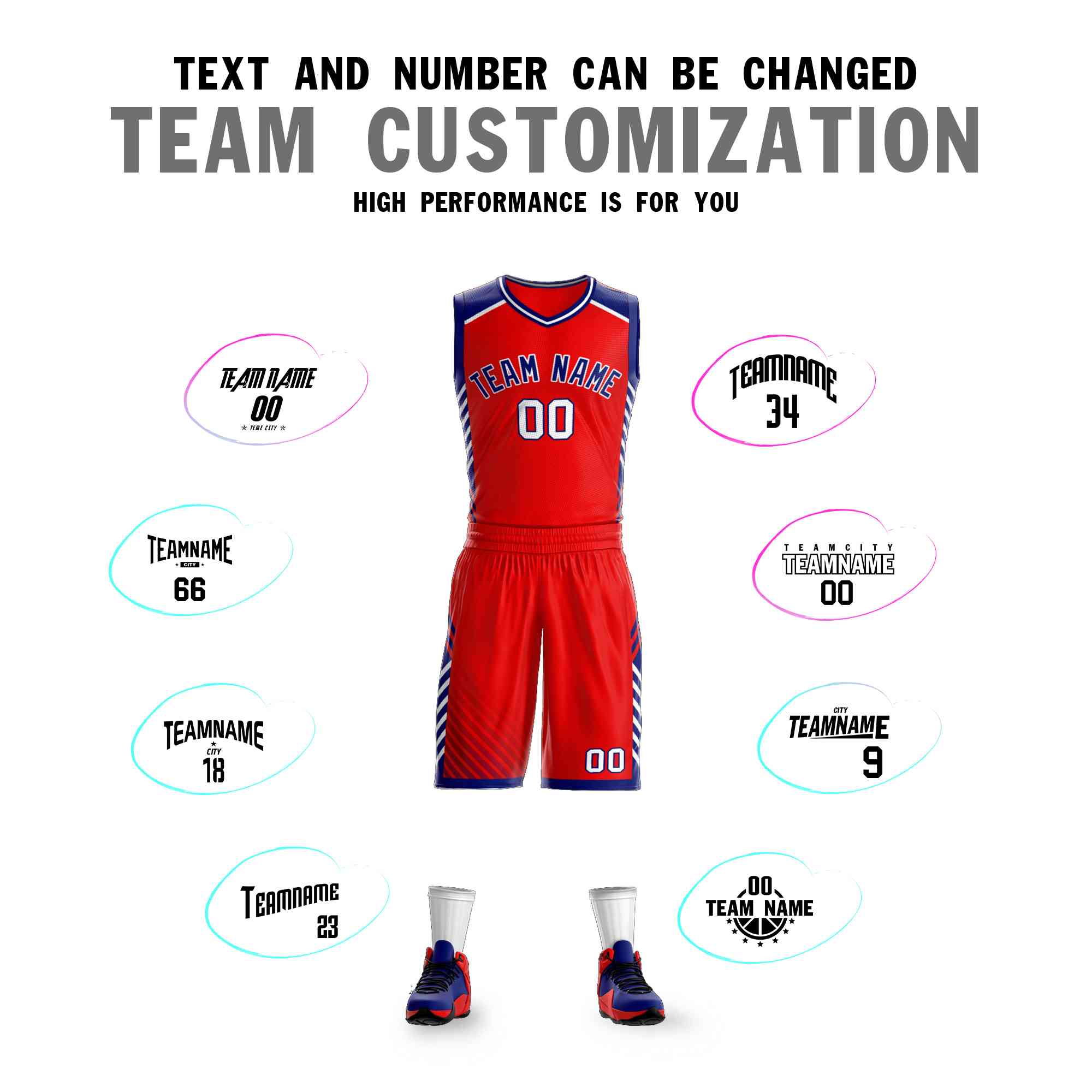 Custom Red Navy-White Graffiti Pattern Sets Bar Element Basketball Jersey