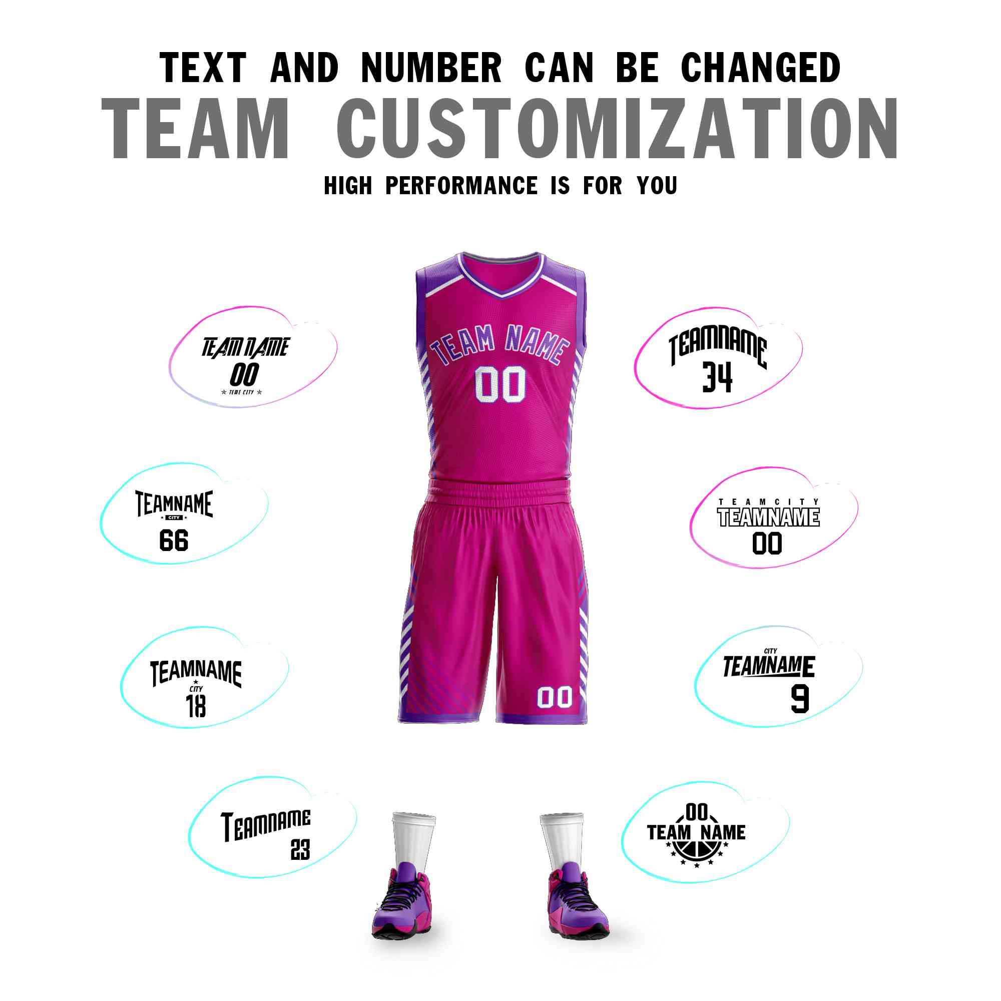 Custom Pink Purple-White Graffiti Pattern Sets Bar Element Basketball Jersey