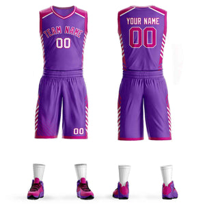 Custom Purple Rose Pink-White Graffiti Pattern Sets Bar Element Basketball Jersey