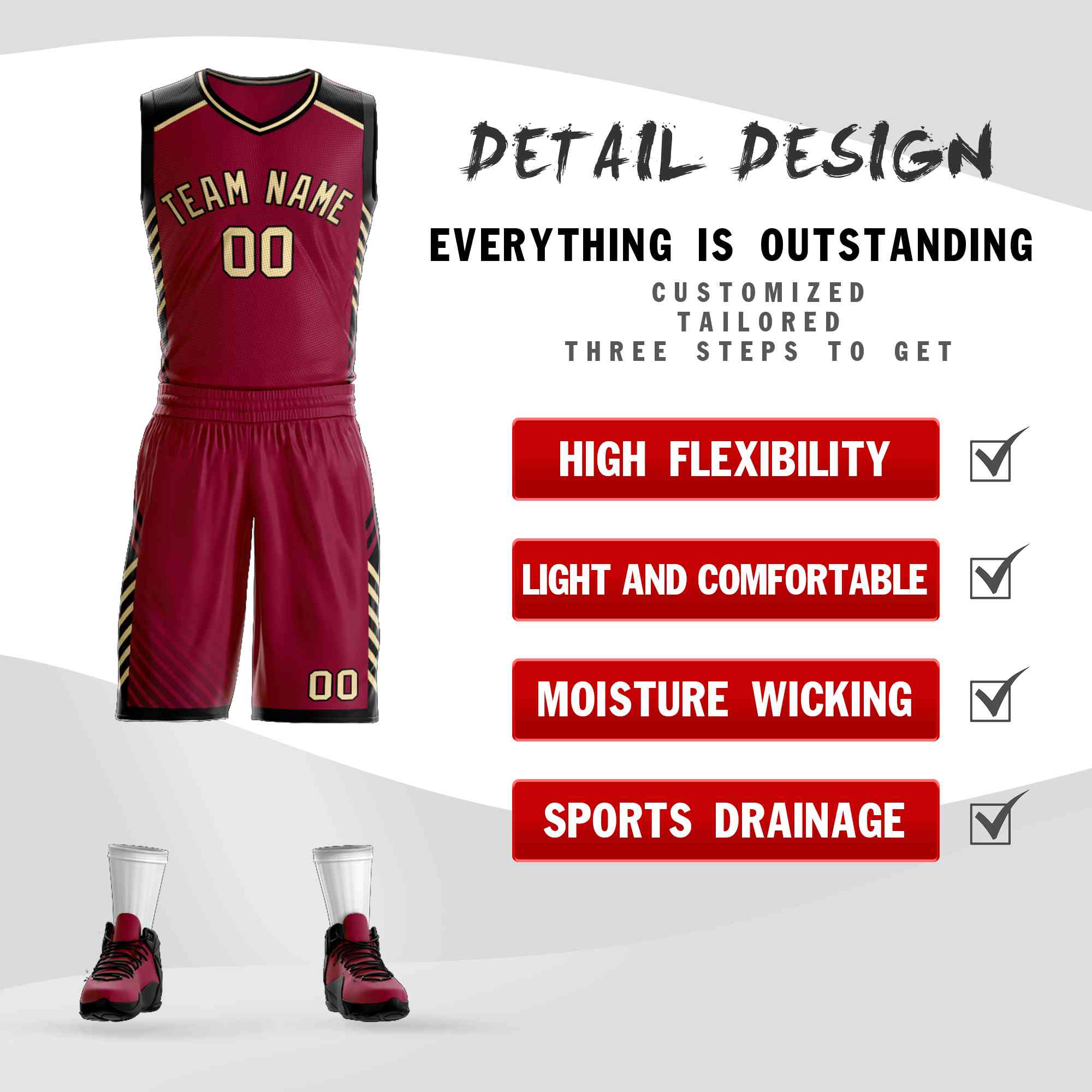 Custom Maroon Cream-Black Graffiti Pattern Sets Bar Element Basketball Jersey