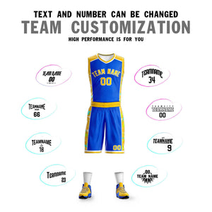 Custom Royal Gold-White Graffiti Pattern Sets Lightning Basketball Jersey