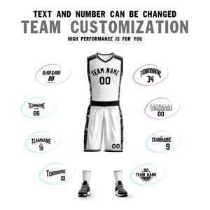 Custom White Black-Gray Graffiti Pattern Sets Lightning Basketball Jersey