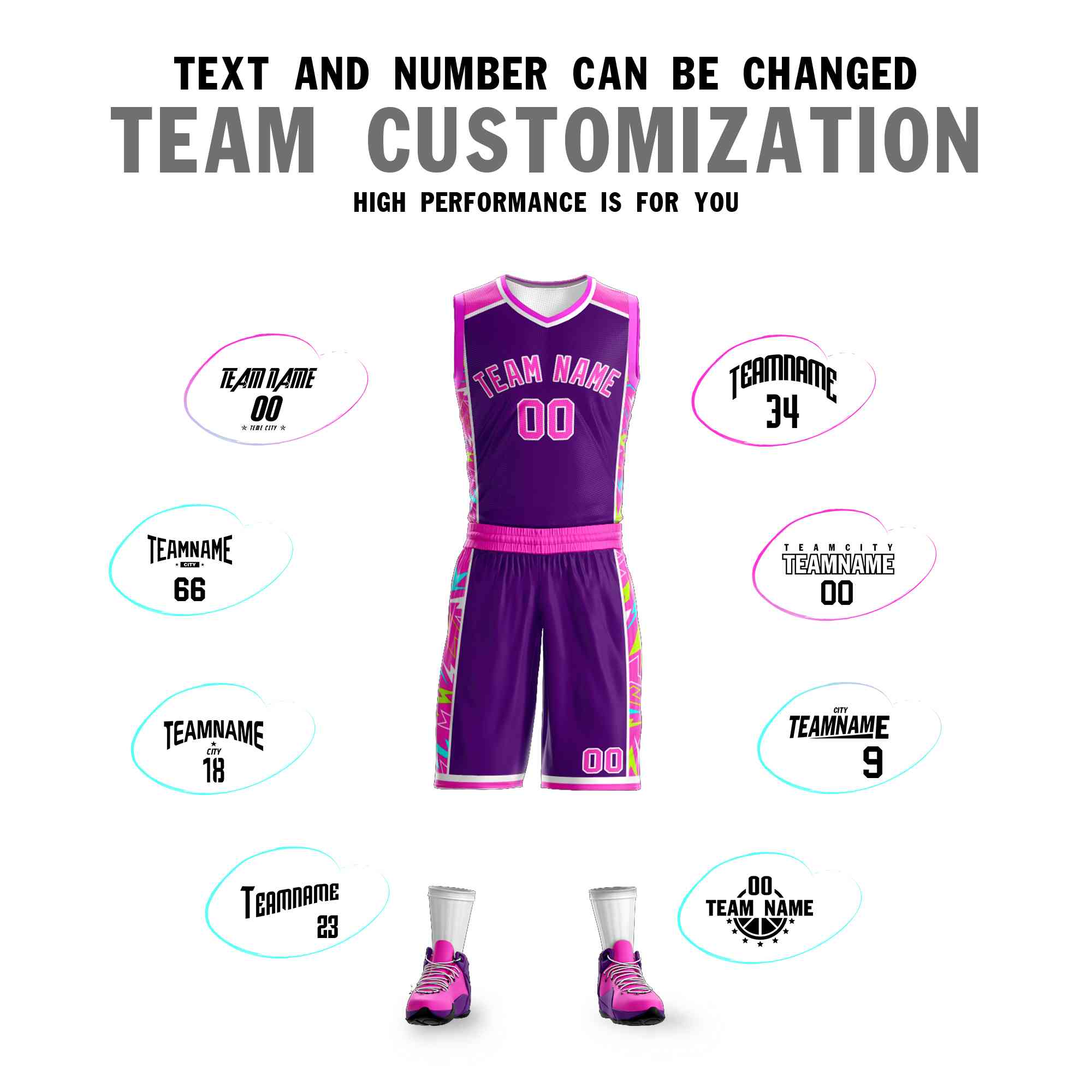 Custom Navy Pink-White Graffiti Pattern Sets Lightning Basketball Jersey