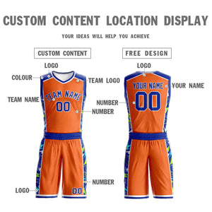 Le motif de graffiti personnalisé Orange Royal-White définit le maillot de basket-ball Lightning