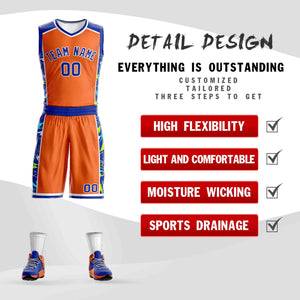 Le motif de graffiti personnalisé Orange Royal-White définit le maillot de basket-ball Lightning