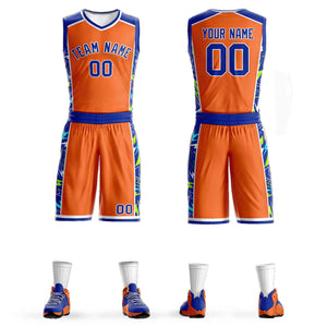 Le motif de graffiti personnalisé Orange Royal-White définit le maillot de basket-ball Lightning