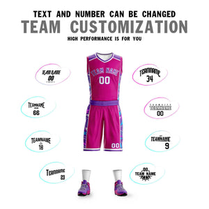 Custom Rose Pink Purple-White Graffiti Pattern Sets Lightning Basketball Jersey